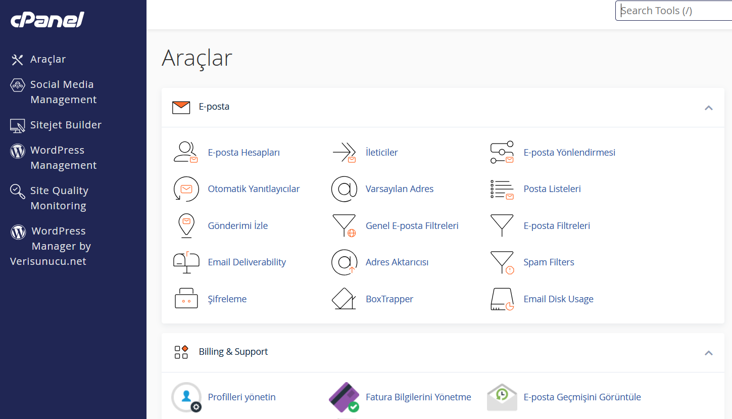 cPanel Hosting Kolay Yönetim Paneli